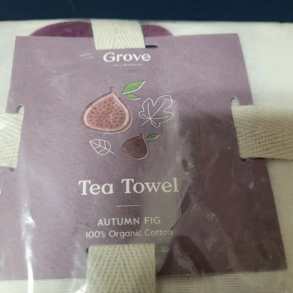 Grove Collaborative Autumn Fig Tea Towel 100% Organic Cotton Figs Fruit